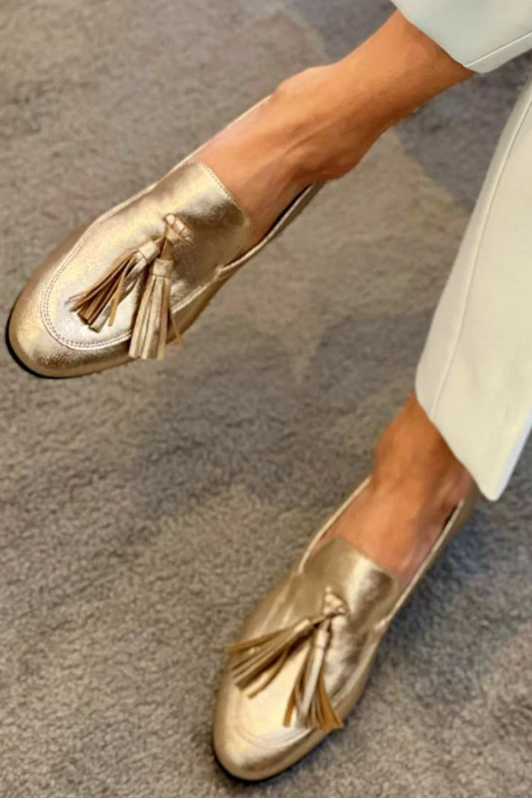 BELMONTE MILANO | GOLD LOAFER WITH TASSELS