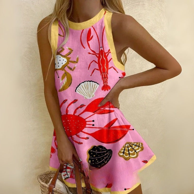 Elisa™ | Mini Dress with Marine Print