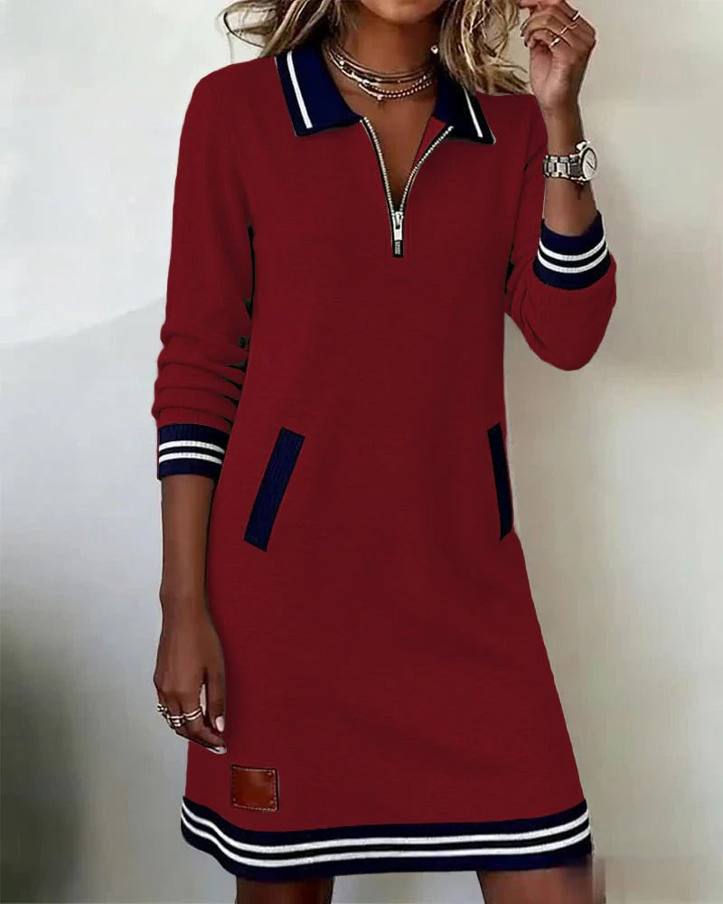 Sylvia™ | Chic Long-Sleeve Cotton Dress