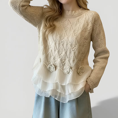 Aure™ | Elegant Textured Ruffle Sweater