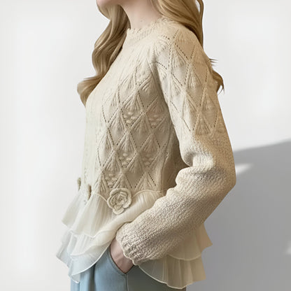 Aure™ | Elegant Textured Ruffle Sweater