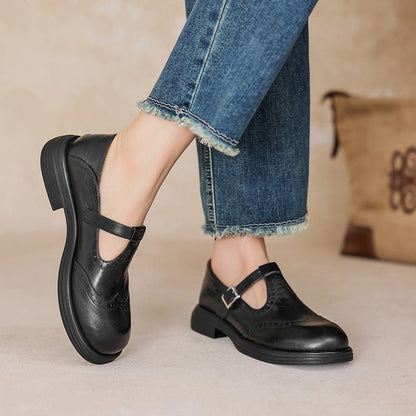 Fiona | Vintage T-Bar Leather Shoes