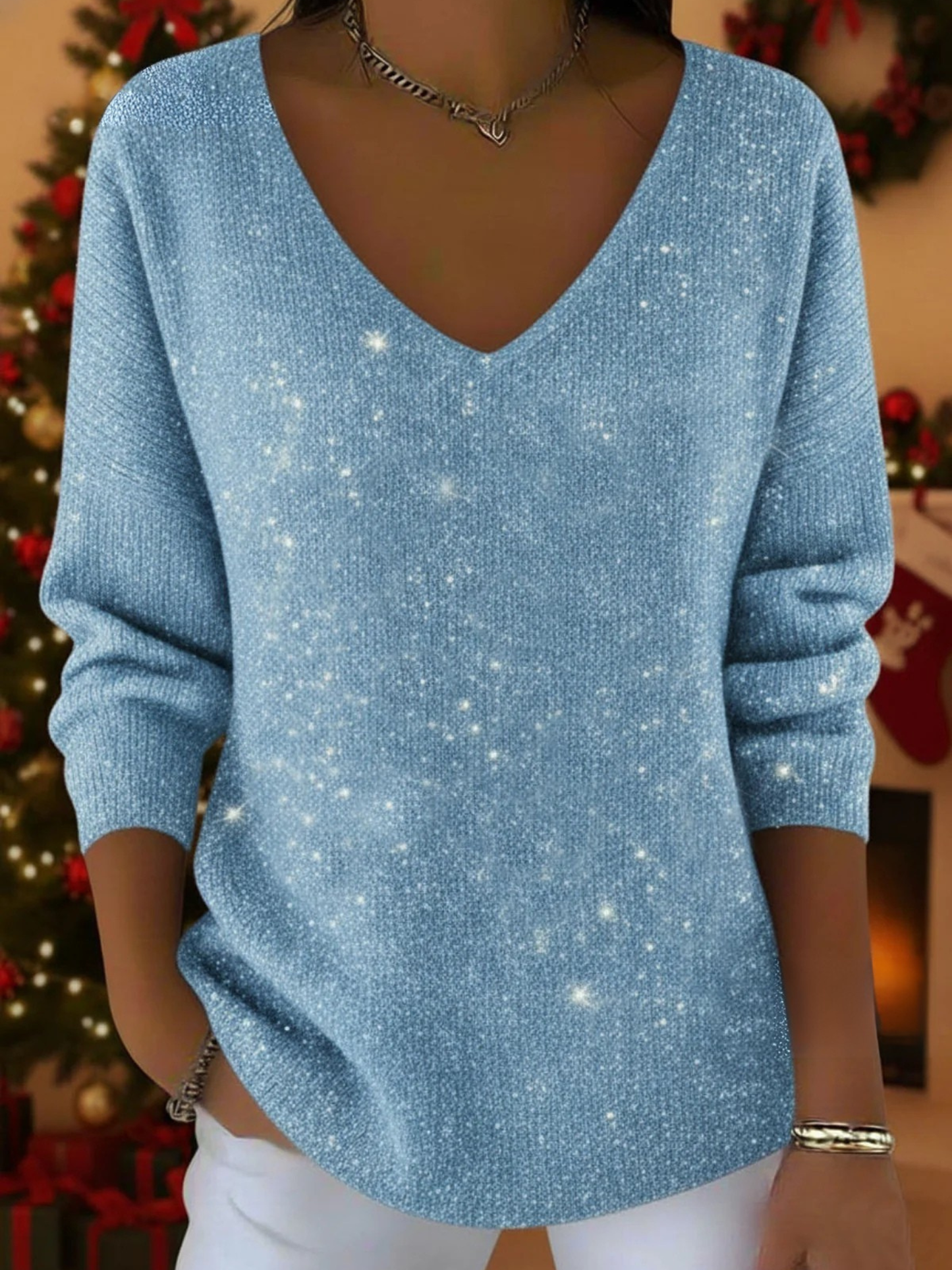 Ella™ | Festive Women's V-Neck Sweater