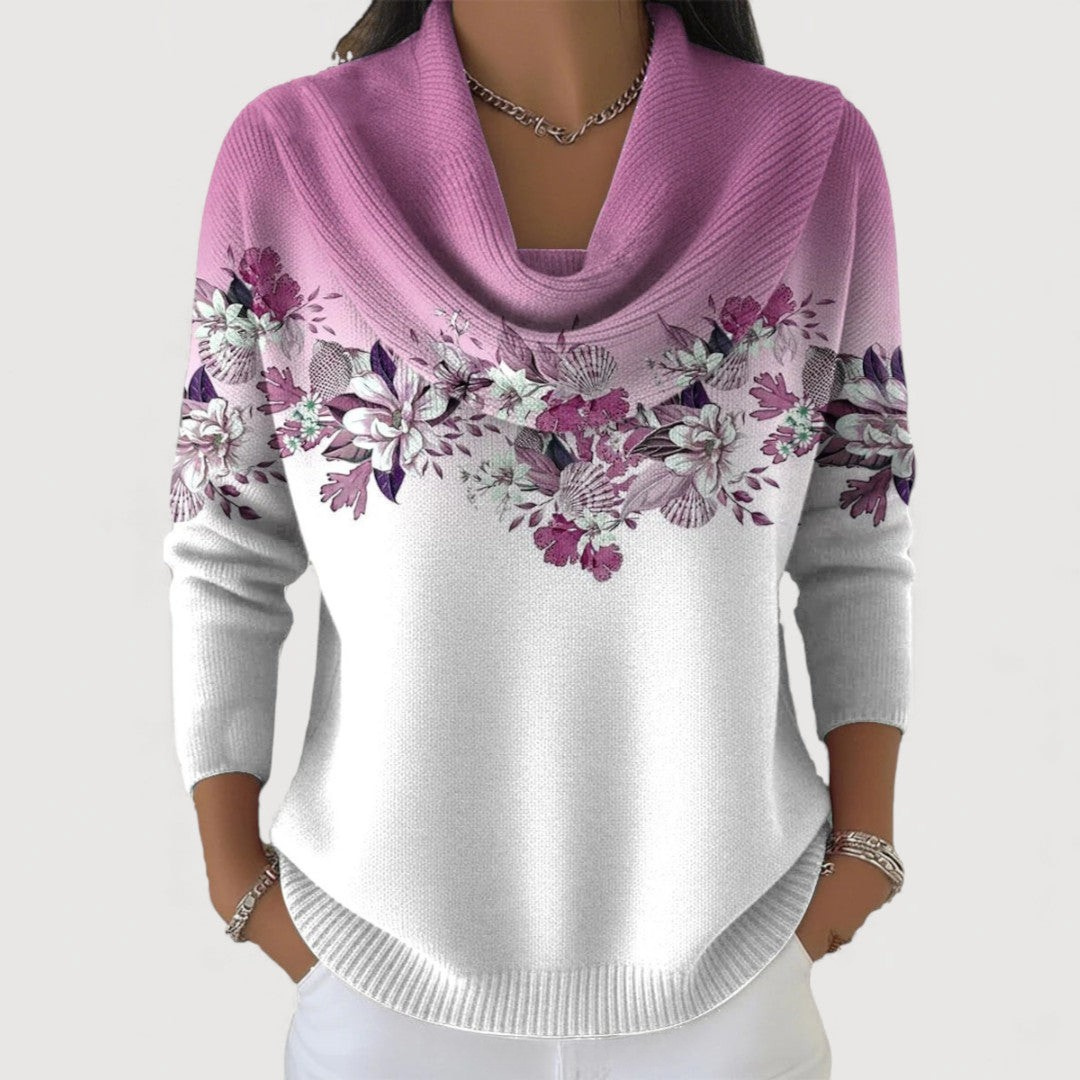 Alora | Floral sweater with a soft neckline