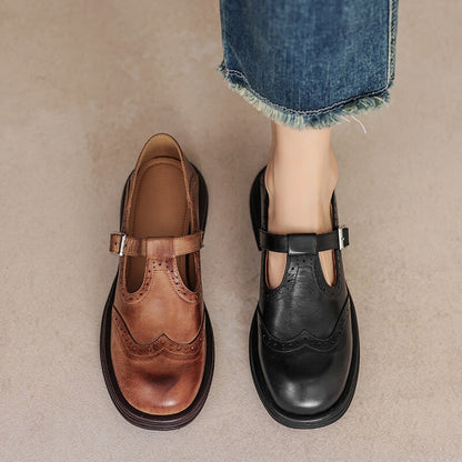 Fiona | Vintage T-Bar Leather Shoes