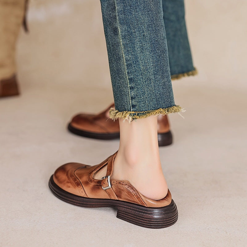 Fiona | Vintage T-Bar Leather Shoes