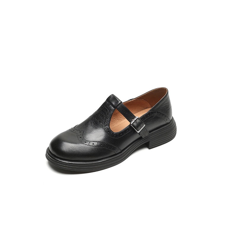 Fiona | Vintage T-Bar Leather Shoes
