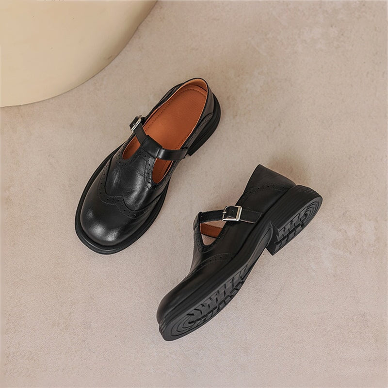 Fiona | Vintage T-Bar Leather Shoes