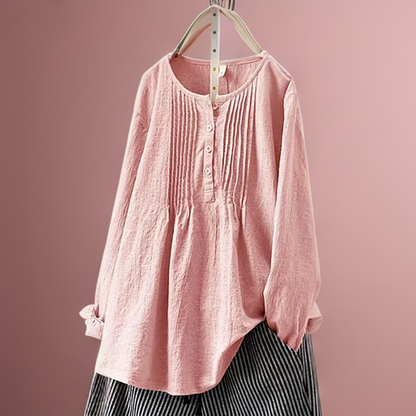 Farah┃Solid color, casual tunic with buttons