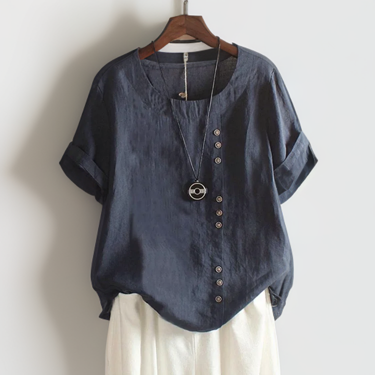 Joline round neck button-up T-shirt