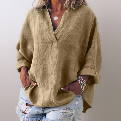 Lorie┃Comfortable long-sleeved shirt with V-neck