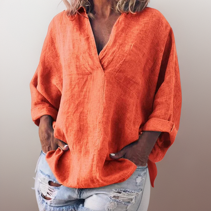 Lorie┃Comfortable long-sleeved shirt with V-neck