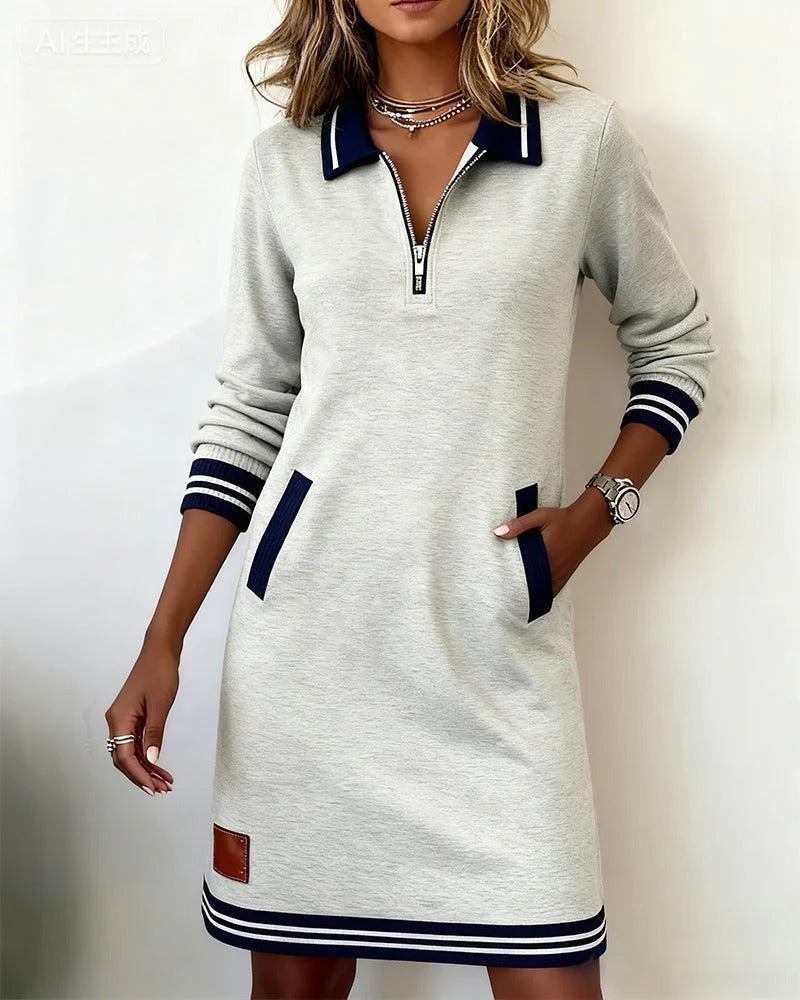 Sylvia™ | Chic Long-Sleeve Cotton Dress