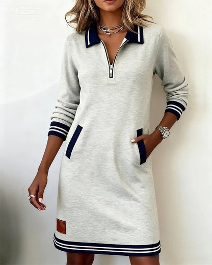 Sylvia™ | Chic Long-Sleeve Cotton Dress