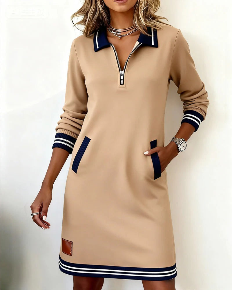 Sylvia™ | Chic Long-Sleeve Cotton Dress