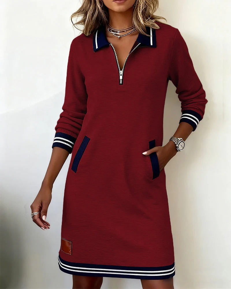 Sylvia™ | Chic Long-Sleeve Cotton Dress