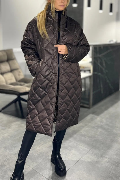 ÉCLAT™ – Padded, Mid-Length, Reversible Coat with Leopard Lining